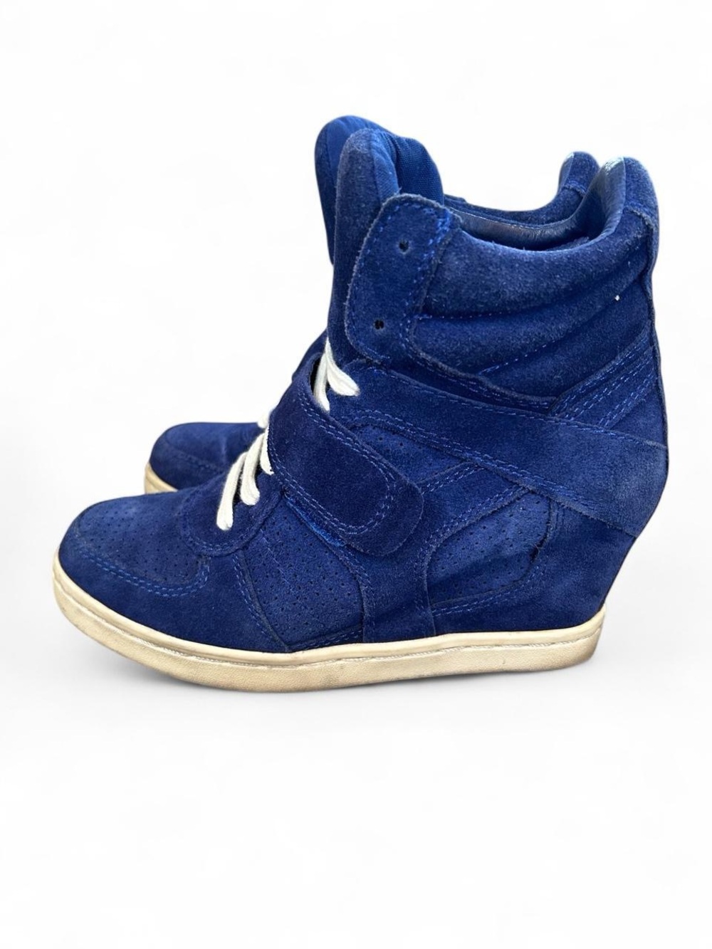 ASH Cool Suede Wedge Sneakers Blue High Top Lace Up Strap Women's EUR
37 US 7